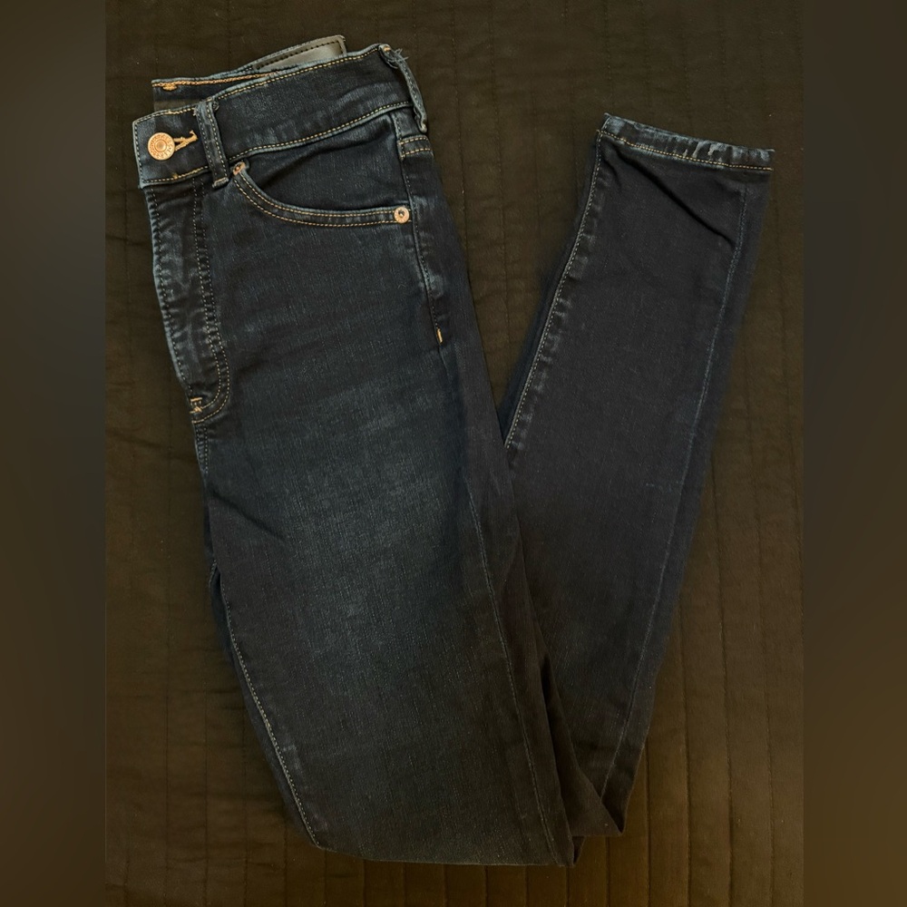Express Blue Skinny Jeans with Authentic Fading 0R